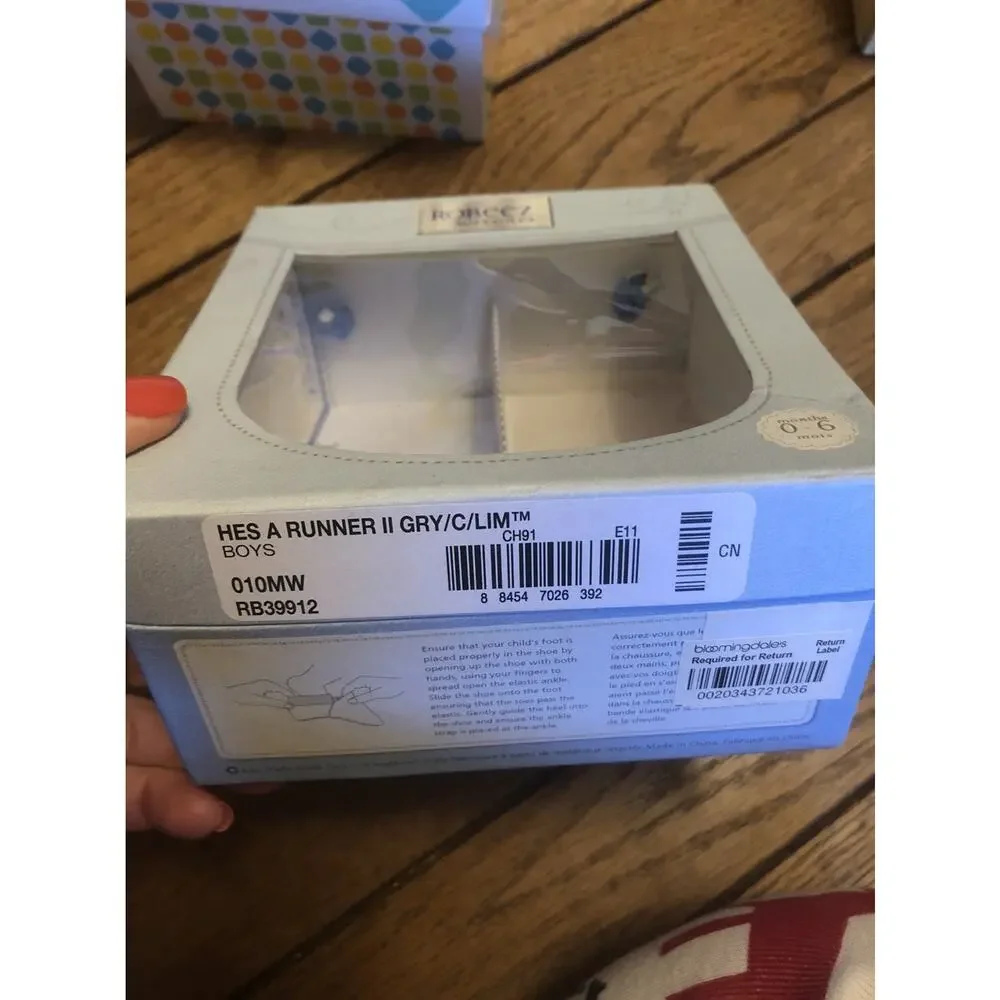 Robeez Grey And Blue Green Sneakers 0-6 size 1
